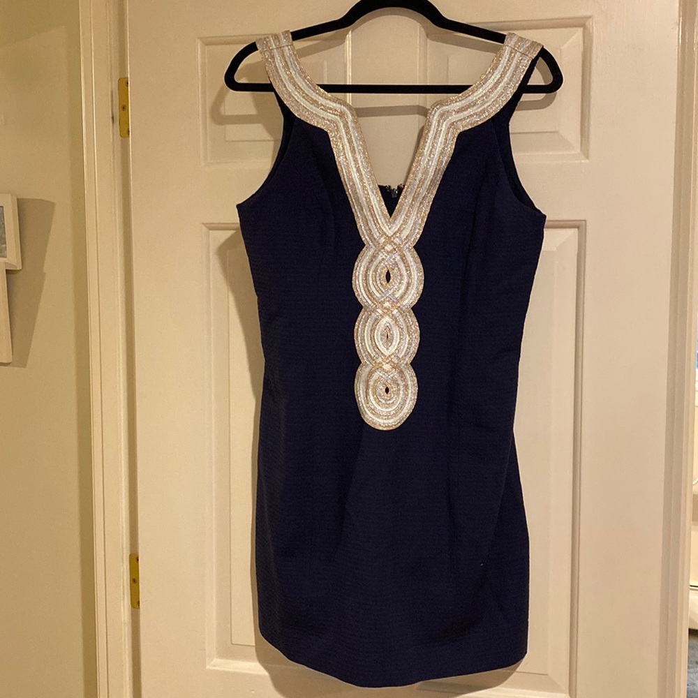 Lilly Pulitzer Navy Dress with Gold Accents
